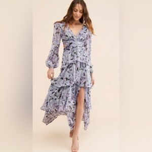 ASTR THE LABEL - Anora Cut Out Floral Lavender High Low Dress, Small